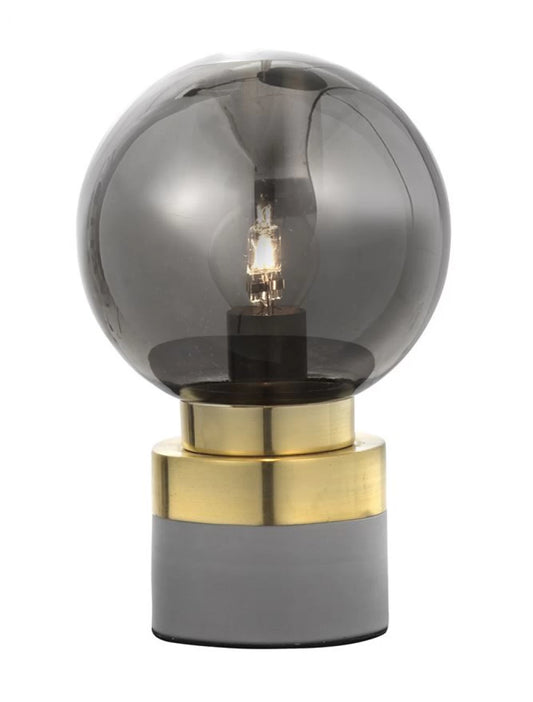 Veioza structura din Metal Auriu/Gri si abajur din Sticla Fumuriu H24xL15cm IP20 JULIET