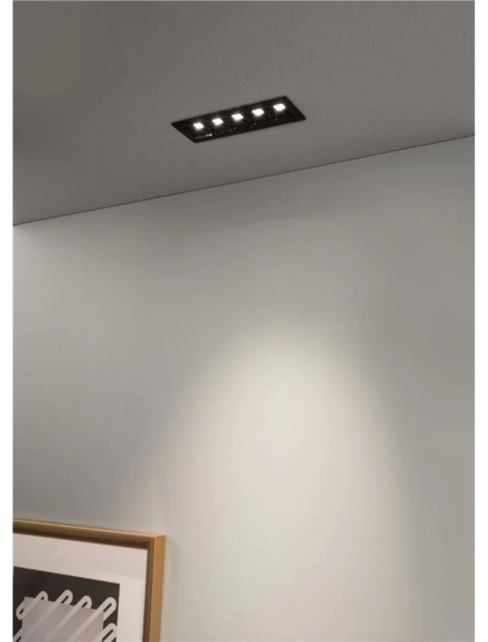 Spot incastrat din Aluminiu Negru H5.7xL15cm IP32 5*2W 820lm 3000k SWAN
