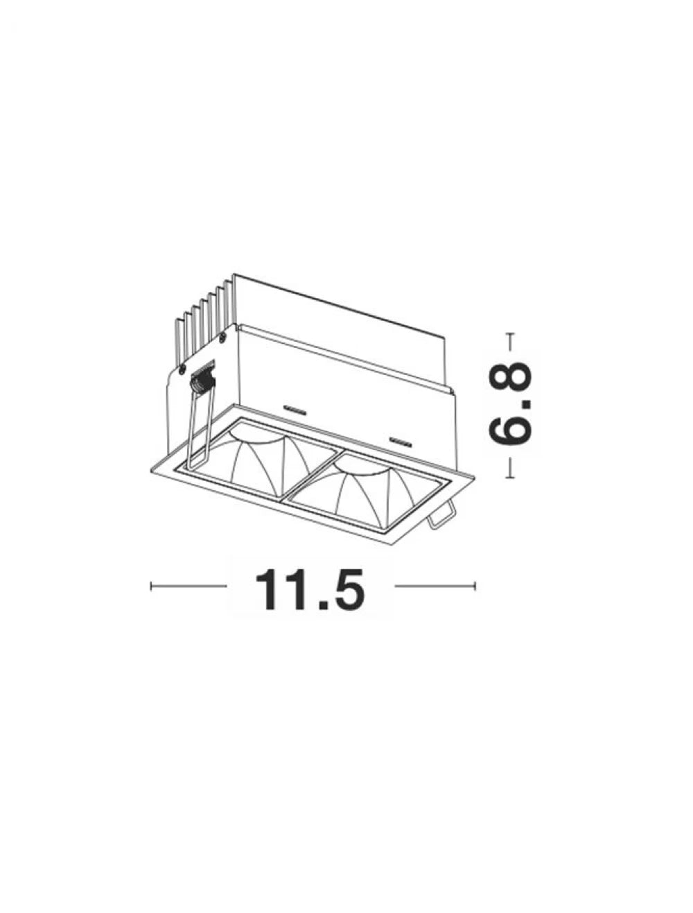 Spot incastrat din Aluminiu Alb/Negru H6.8xL11.5cm IP20 14W 1000lm 3000k SOREL