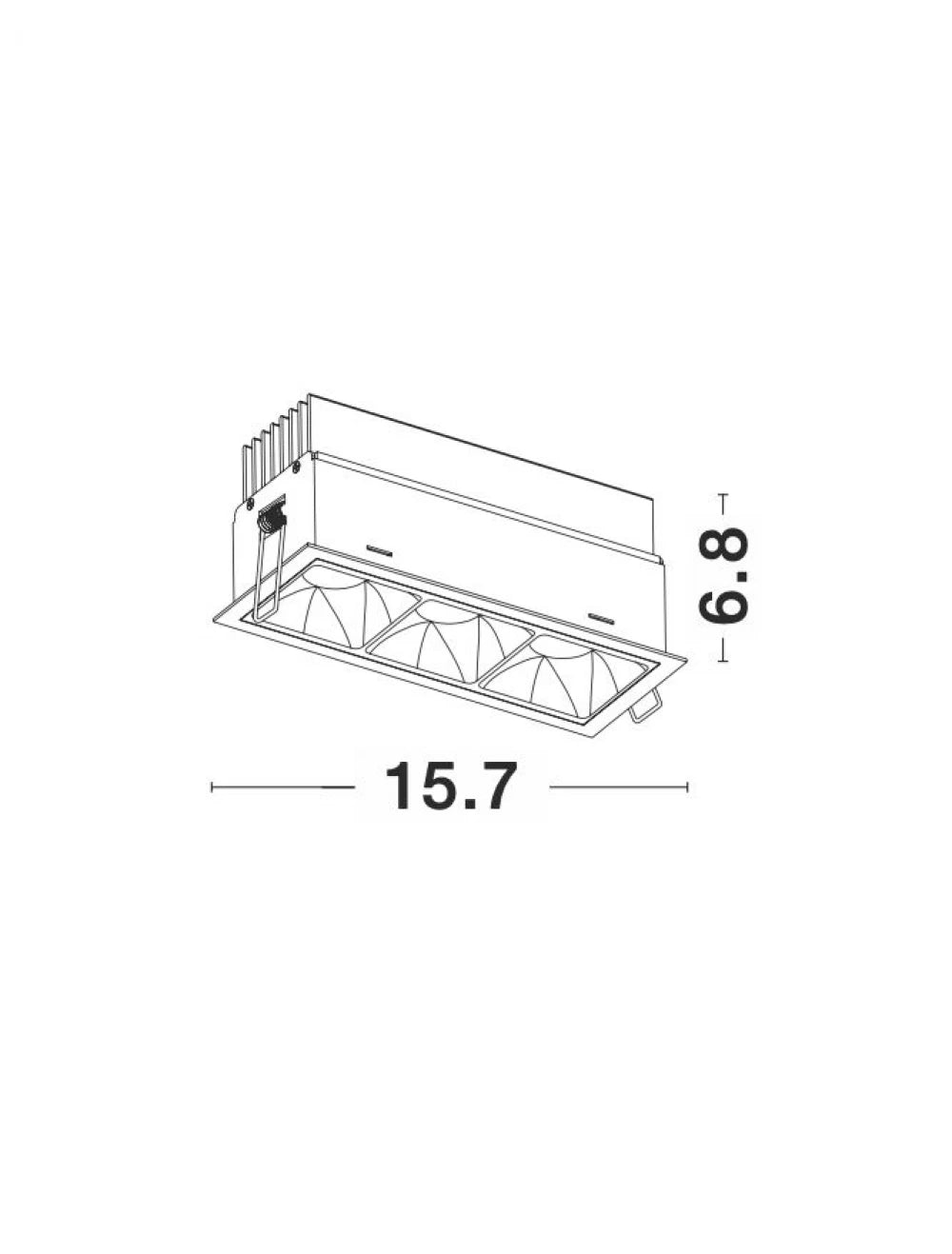 Spot incastrat din Aluminiu Alb/Negru H6.8xL15.5cm IP20 21W 1545lm 3000k SOREL