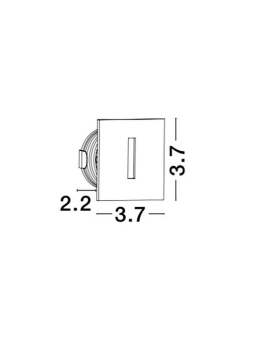 Spot incastrat pentru scari din Aluminiu Negru H3.7xL3.7cm IP54 1W 70lm 3000k PASSAGGIO