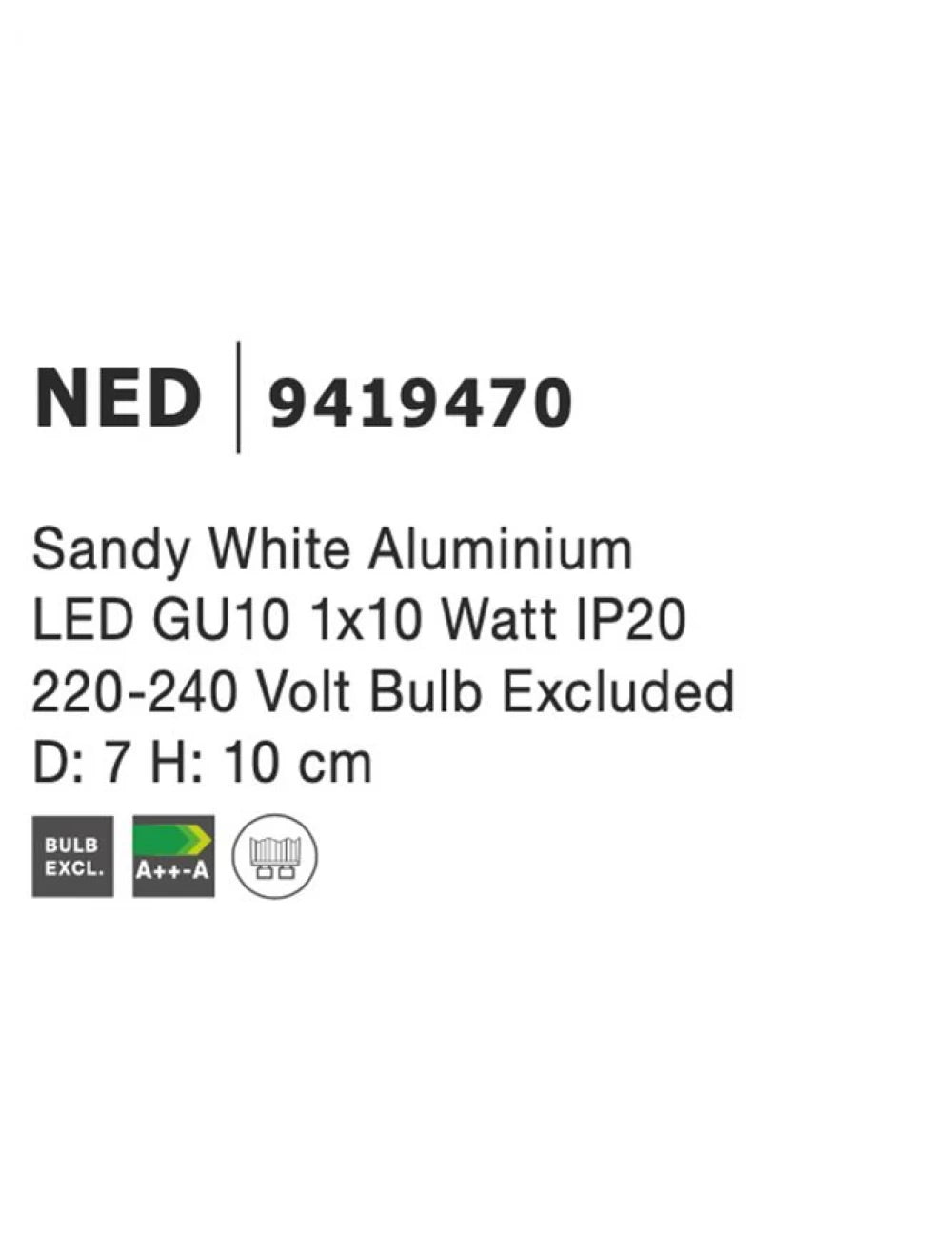Spot aplicat din Aluminiu Alb H10xL7cm IP20 LED GU10 NED
