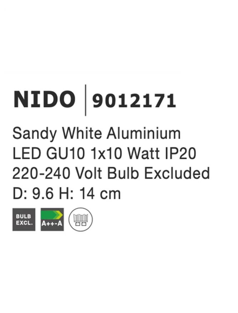 Spot aplicat din Aluminiu Alb H14xL9.6cm IP20 LED GU10 NIDO