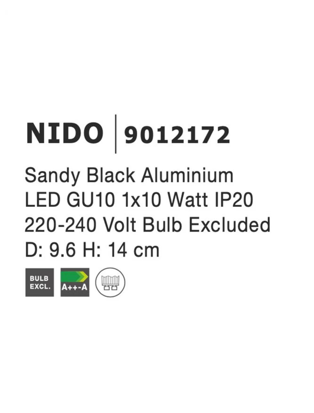 Spot aplicat din Aluminiu Negru H14xL9.6cm IP20 LED GU10 NIDO