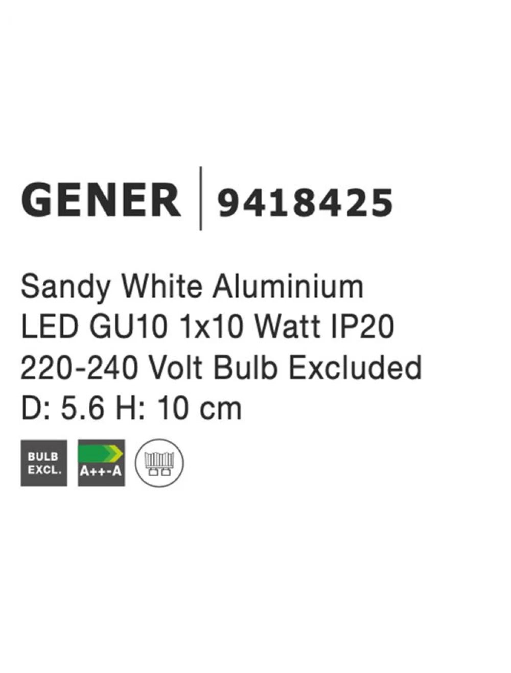 Spot aplicat din Aluminiu Alb H10xL5.6cm IP20 LED GU10 GENER
