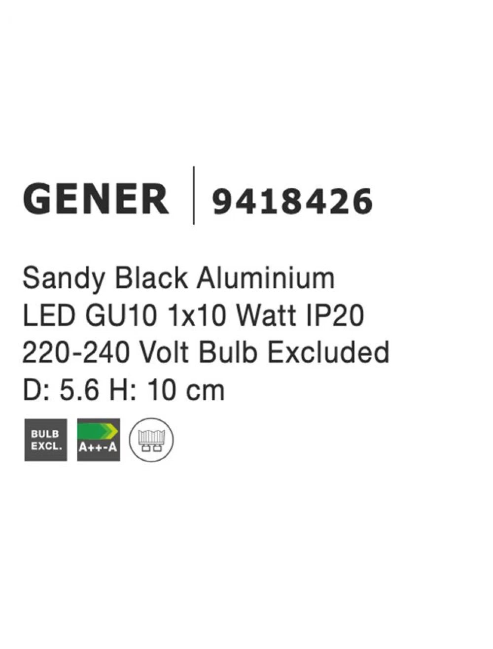 Spot aplicat din Aluminiu Negru H10xL5.6cm IP20 LED GU10 GENER