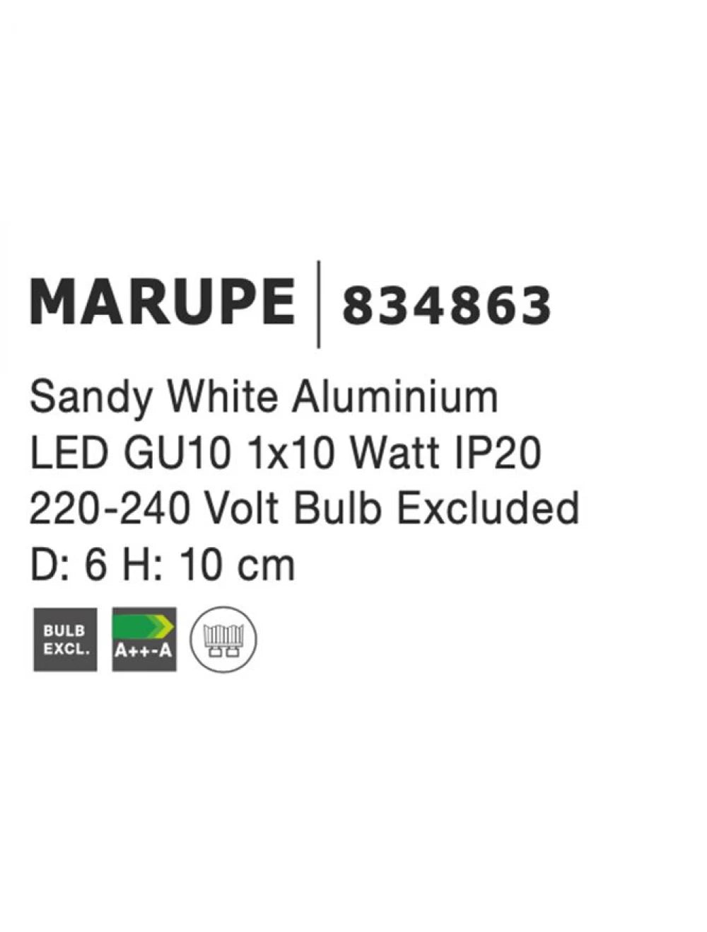 Spot aplicat din Aluminiu Alb H10xL6cm IP20 LED GU10 MARUPE