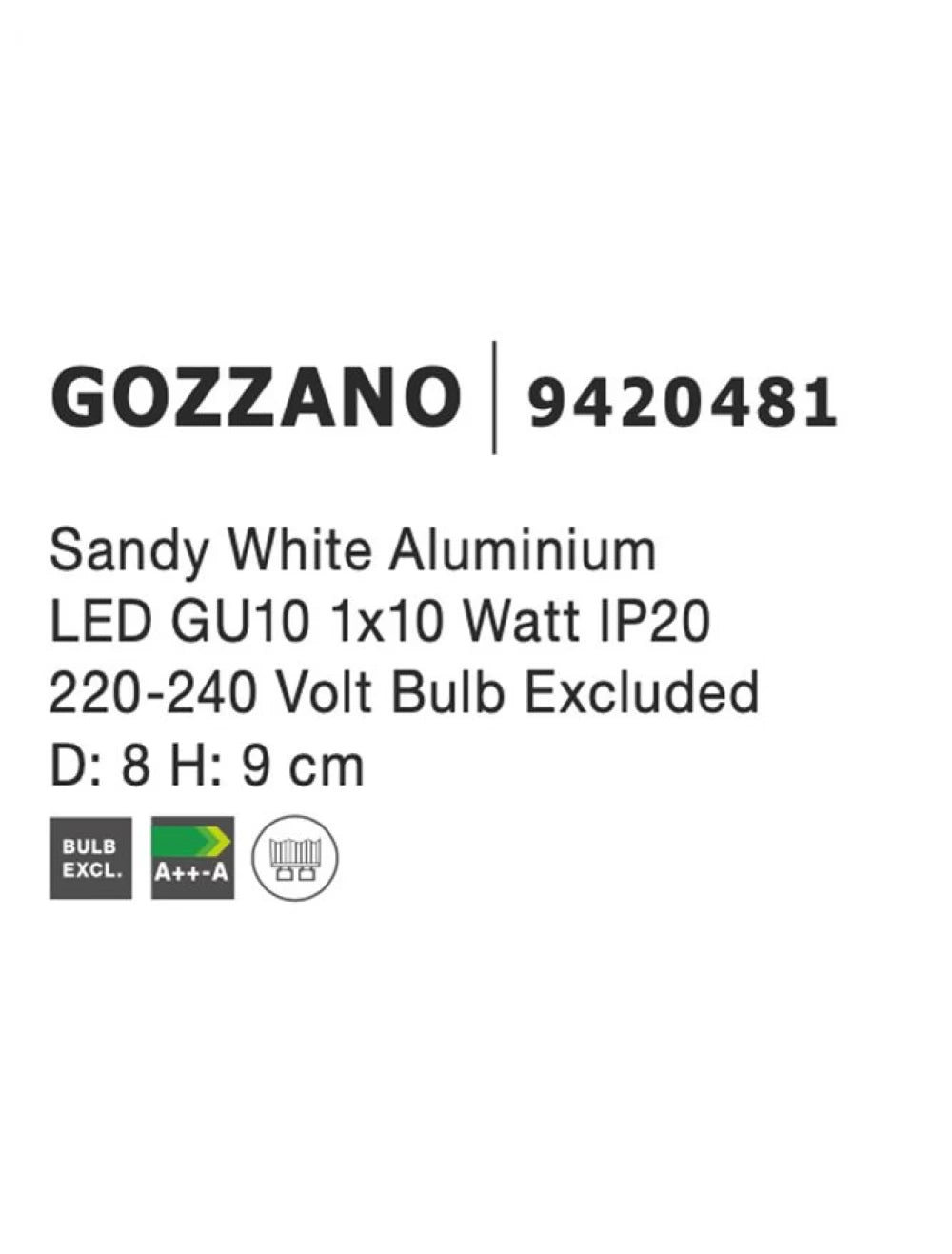 Spot aplicat din Aluminiu Alb H9xL8cm IP20 LED GU10 GOZZANO