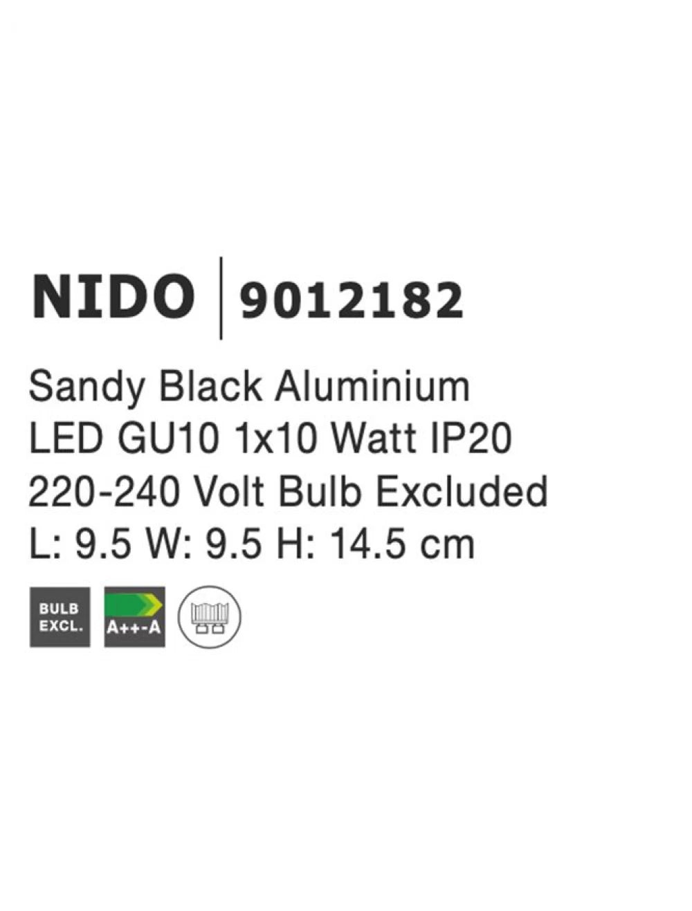 Spot aplicat din Aluminiu Negru H14.5xL9.5cm IP20 LED GU10 NIDO