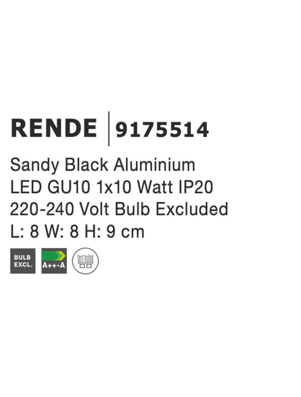 Spot aplicat din Aluminiu Negru H9xL8cm IP20 LED GU10 RENDE