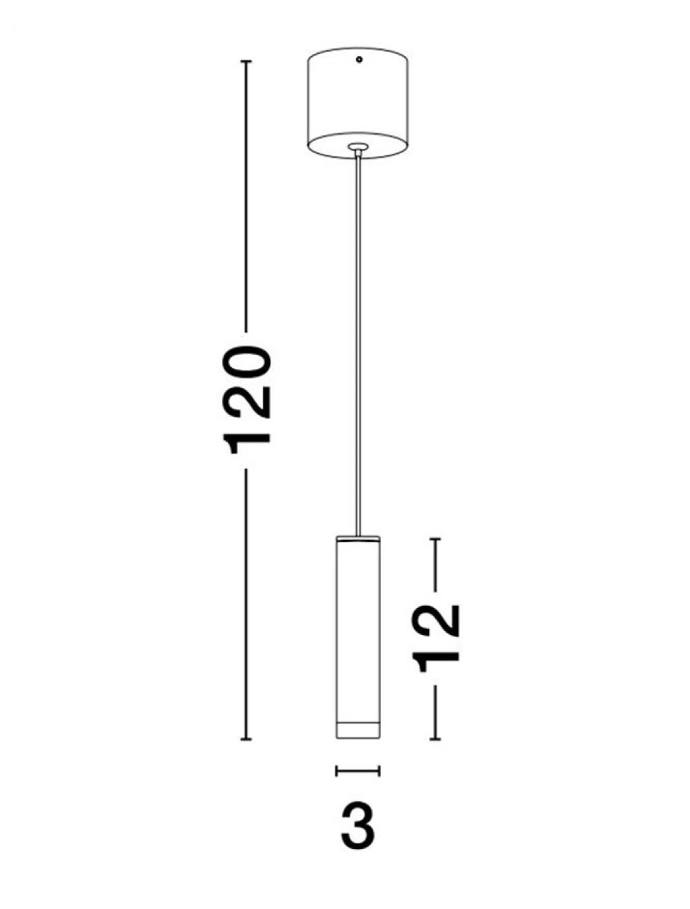 Pendul din Aluminiu Negru H120xL3cm IP20 5W 3000k DOC