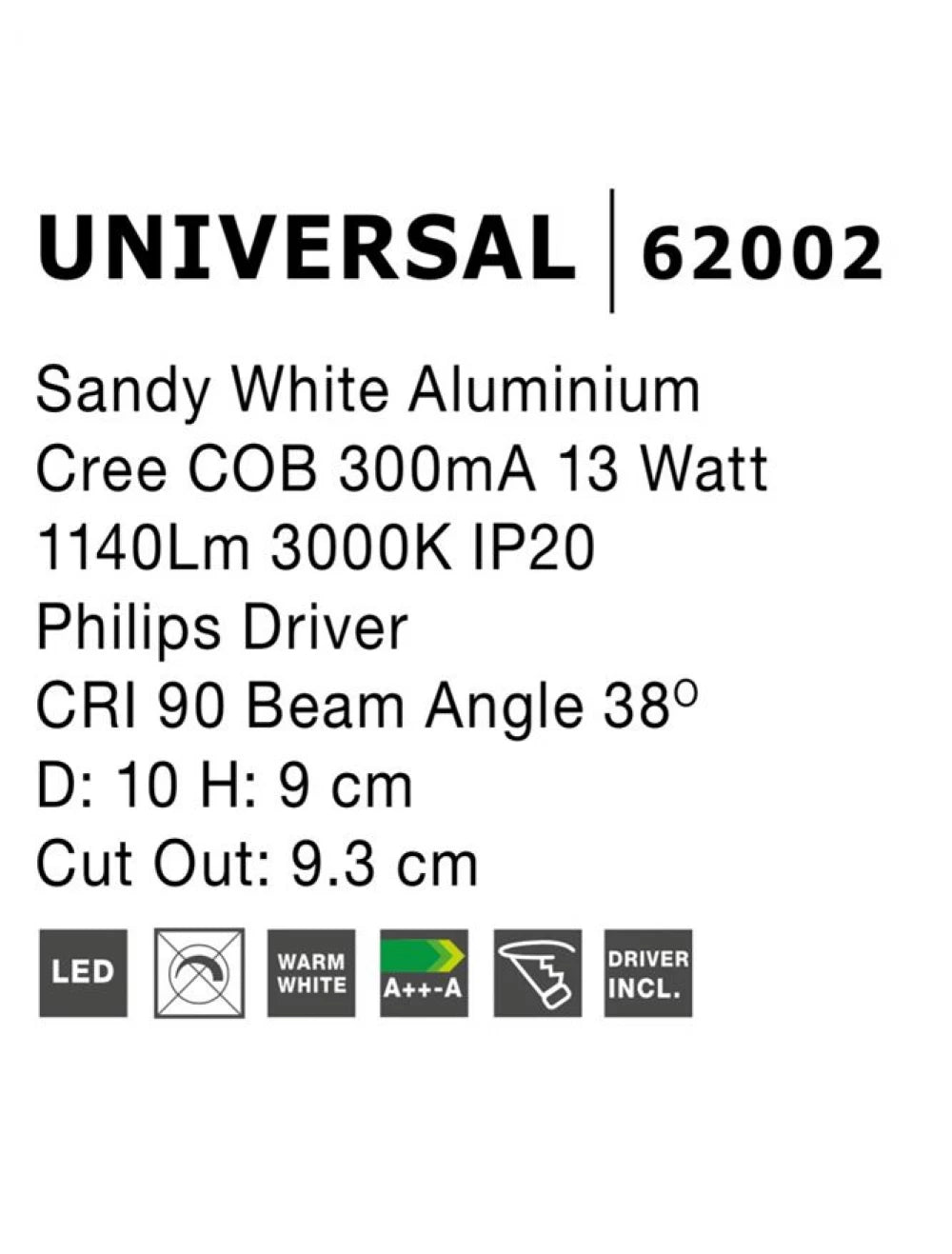 Spot aplicat din Aluminiu Alb H9xL10cm IP20 13W 1140lm 3000k UNIVERSAL