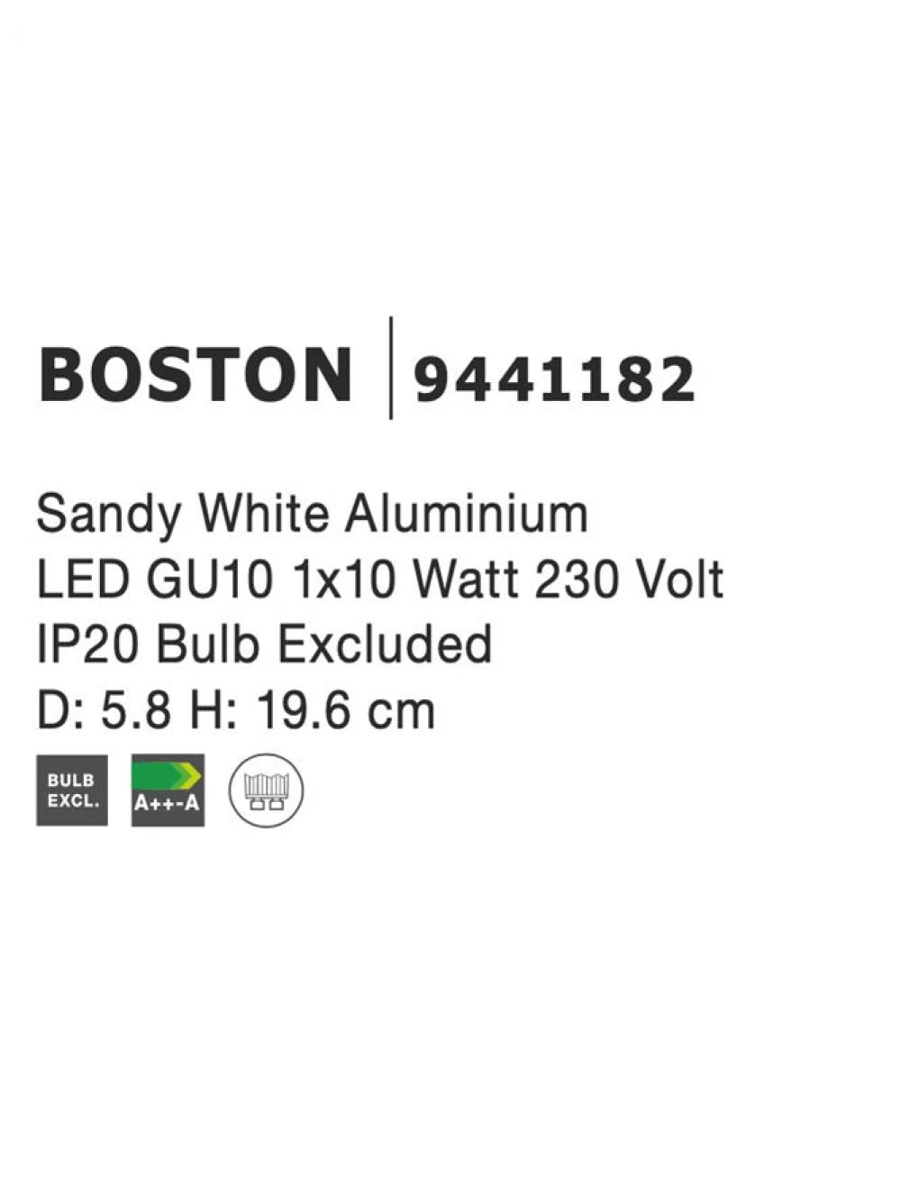 Spot aplicat din Aluminiu Alb H19.6xL5.8cm IP20 GU10 BOSTON