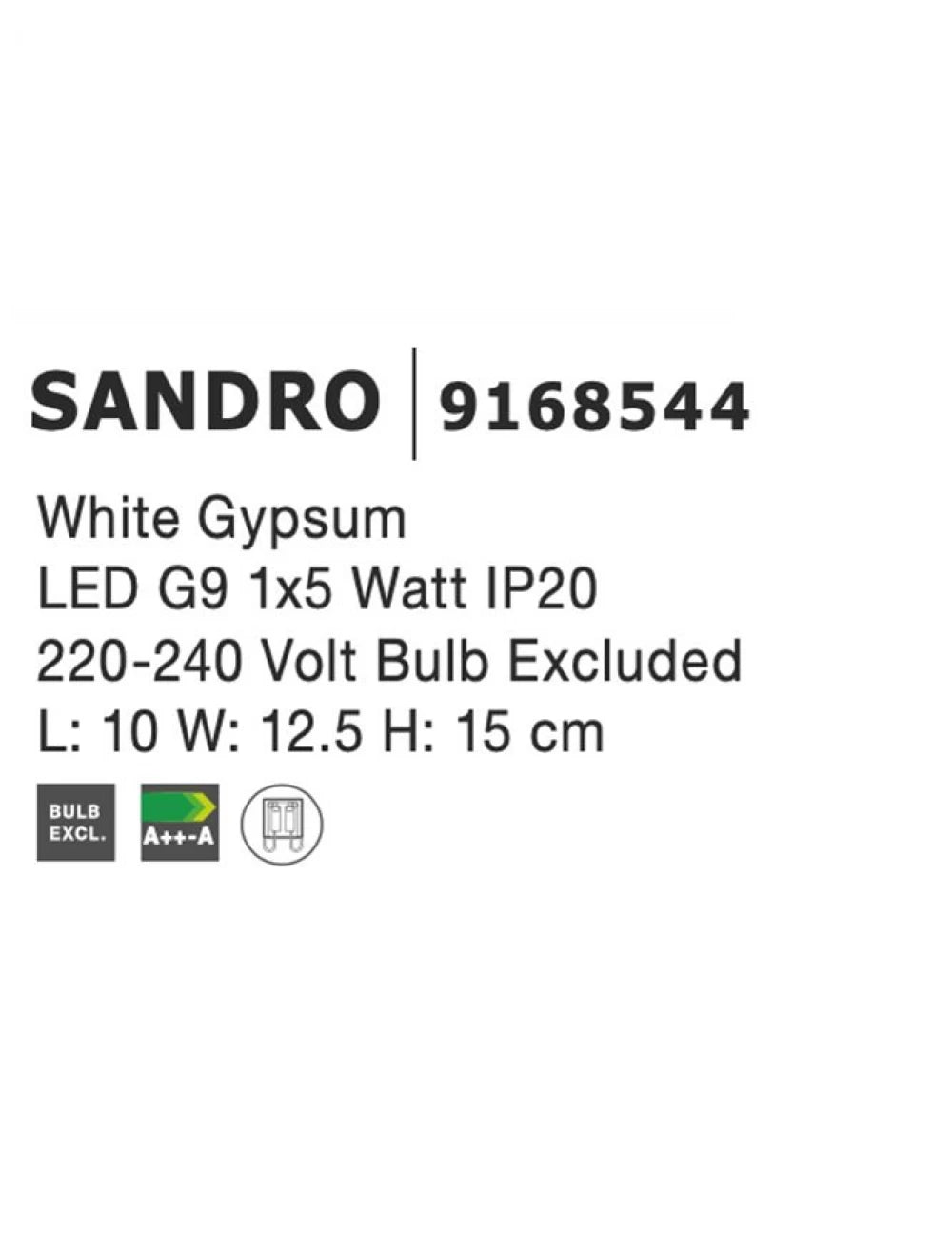 Aplica perete patrata din Gips Alb H15xL10cm LED G9 SANDRO