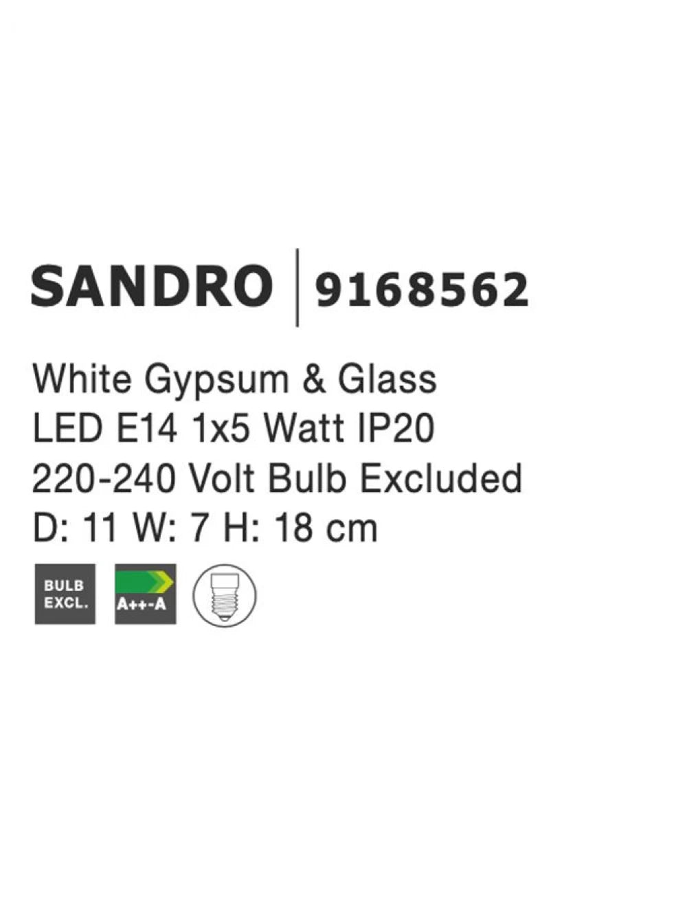 Aplica perete din Gips Alb H18xL11cm LED G9 SANDRO