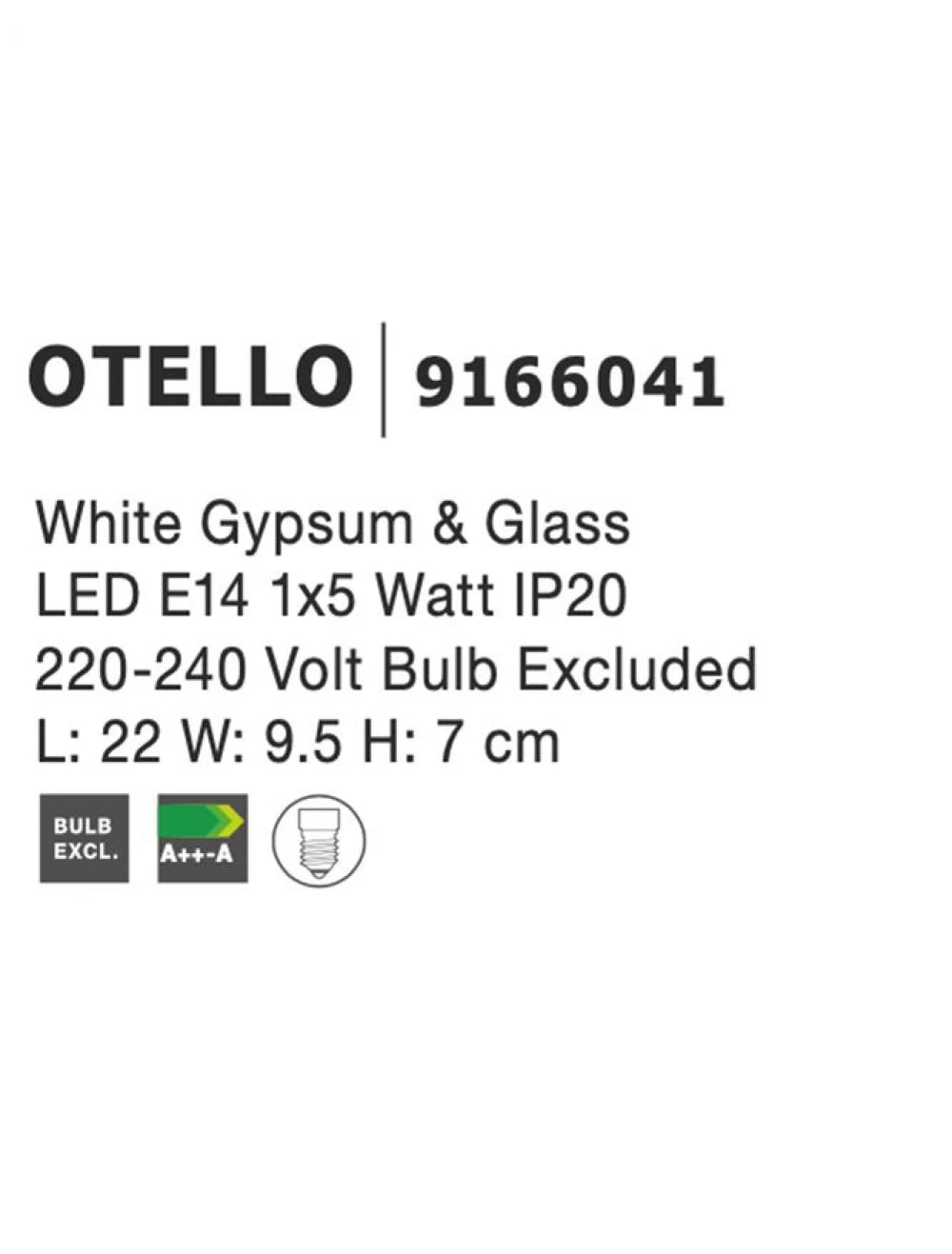 Aplica perete din Gips Alb H7xL22cm LED E14 OTELLO