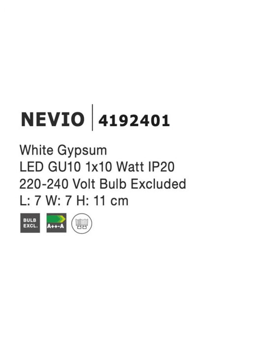 Spot aplicat din Gips Alb H11xL7cm IP20 LED GU10 NEVIO
