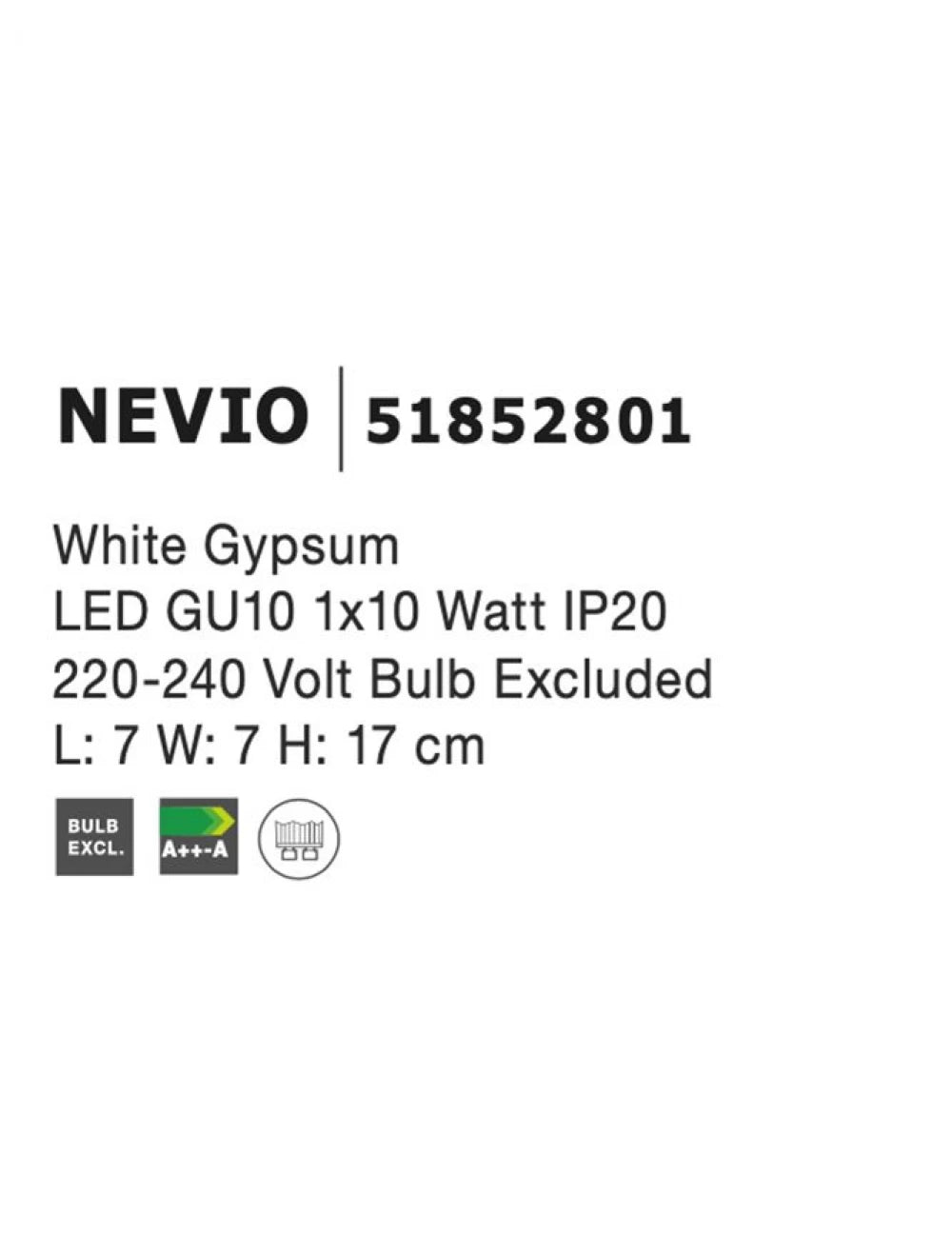 Spot aplicat din Gips Alb H17xL7cm IP20 LED GU10 NEVIO