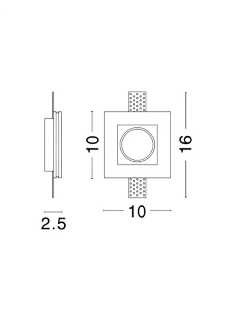 Spot incastrat din Gips Alb H2.5xL10cm IP20 LED GU10 TOBIA