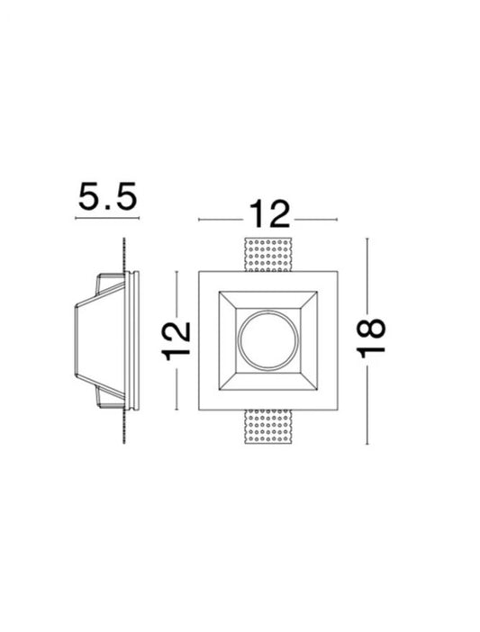 Spot incastrat din Gips Alb H5.5xL12cm IP20 LED GU10 TOBIA