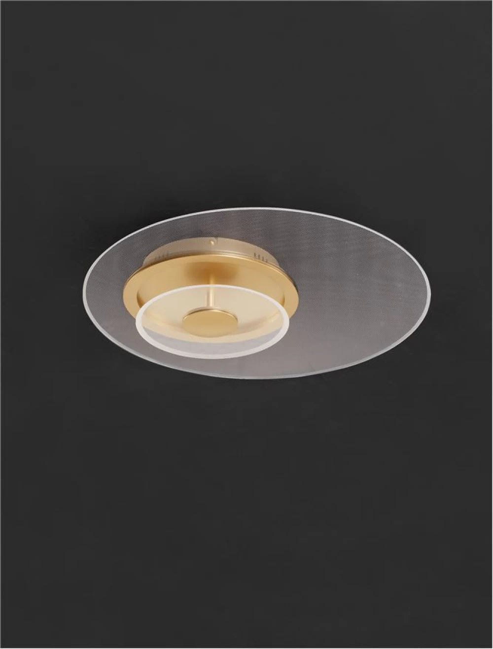 Plafoniera din Metal Auriu si abajur din Acrilic Transparent H10xD50cm IP20 Valentin