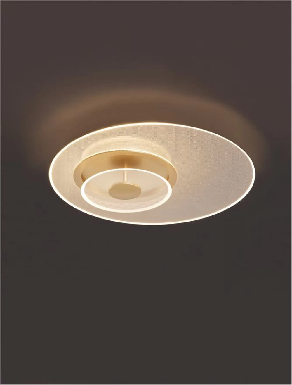 Plafoniera din Metal Auriu si abajur din Acrilic Transparent H10xD50cm IP20 Valentin