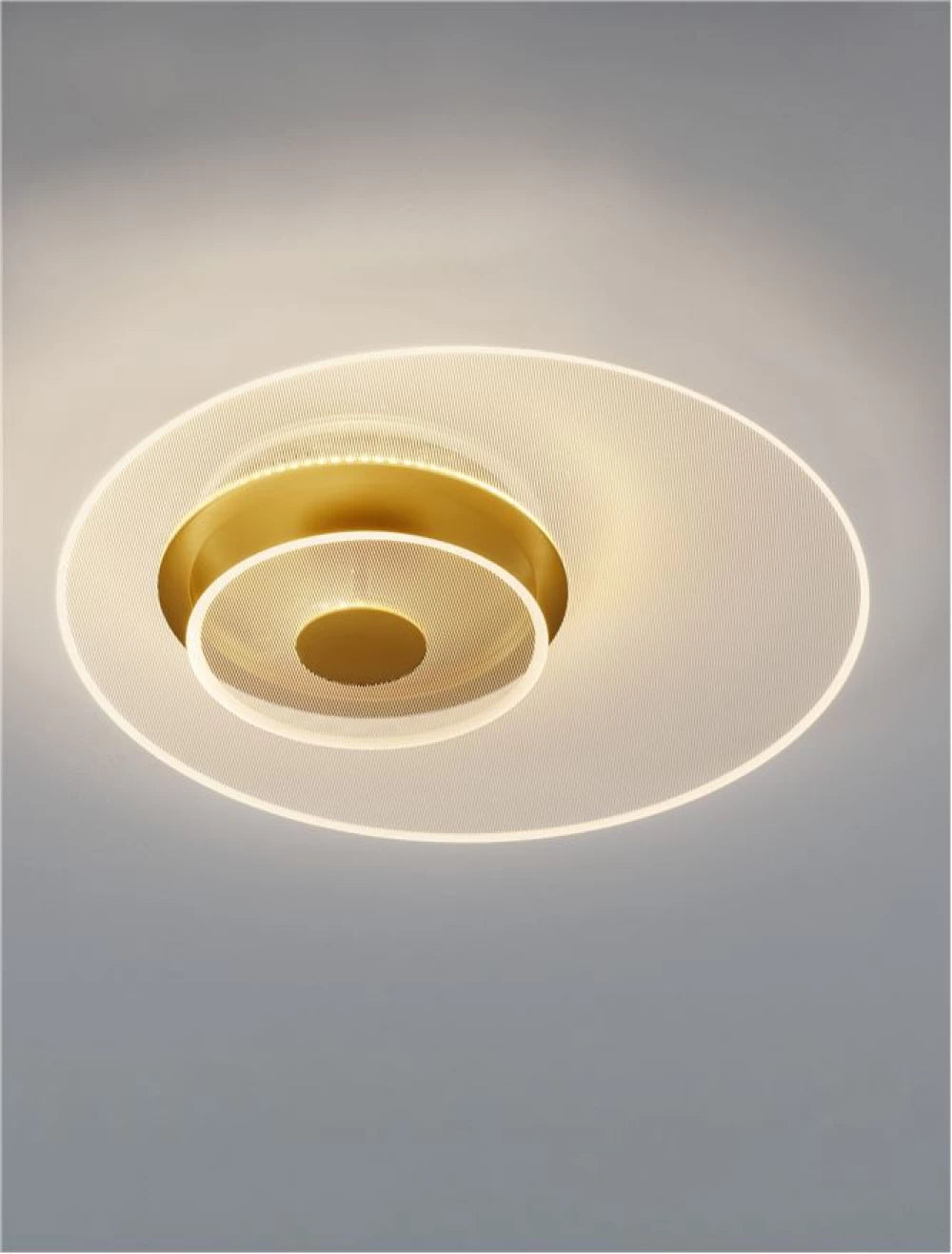 Plafoniera din Metal Auriu si abajur din Acrilic Transparent H10xD50cm IP20 Valentin
