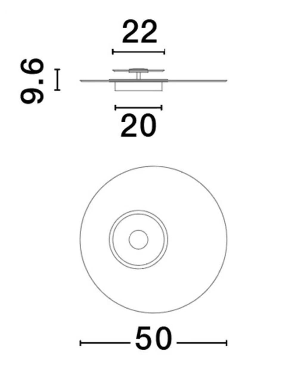 Plafoniera din Metal Auriu si abajur din Acrilic Transparent H10xD50cm IP20 Valentin