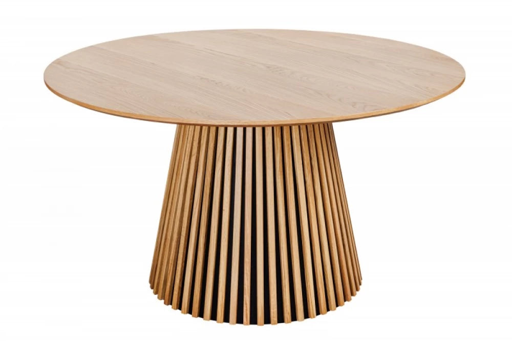 Masa Rotunda de 4-6 persoane din Lemn de stejar Maro/Negru D140xH75cm Valhalla