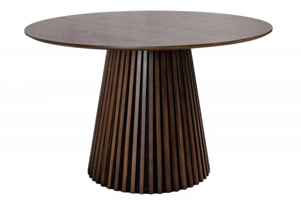 Masa Rotunda de 4 persoane din Lemn de stejar Maro inchis/Negru D120xH75cm Valhalla