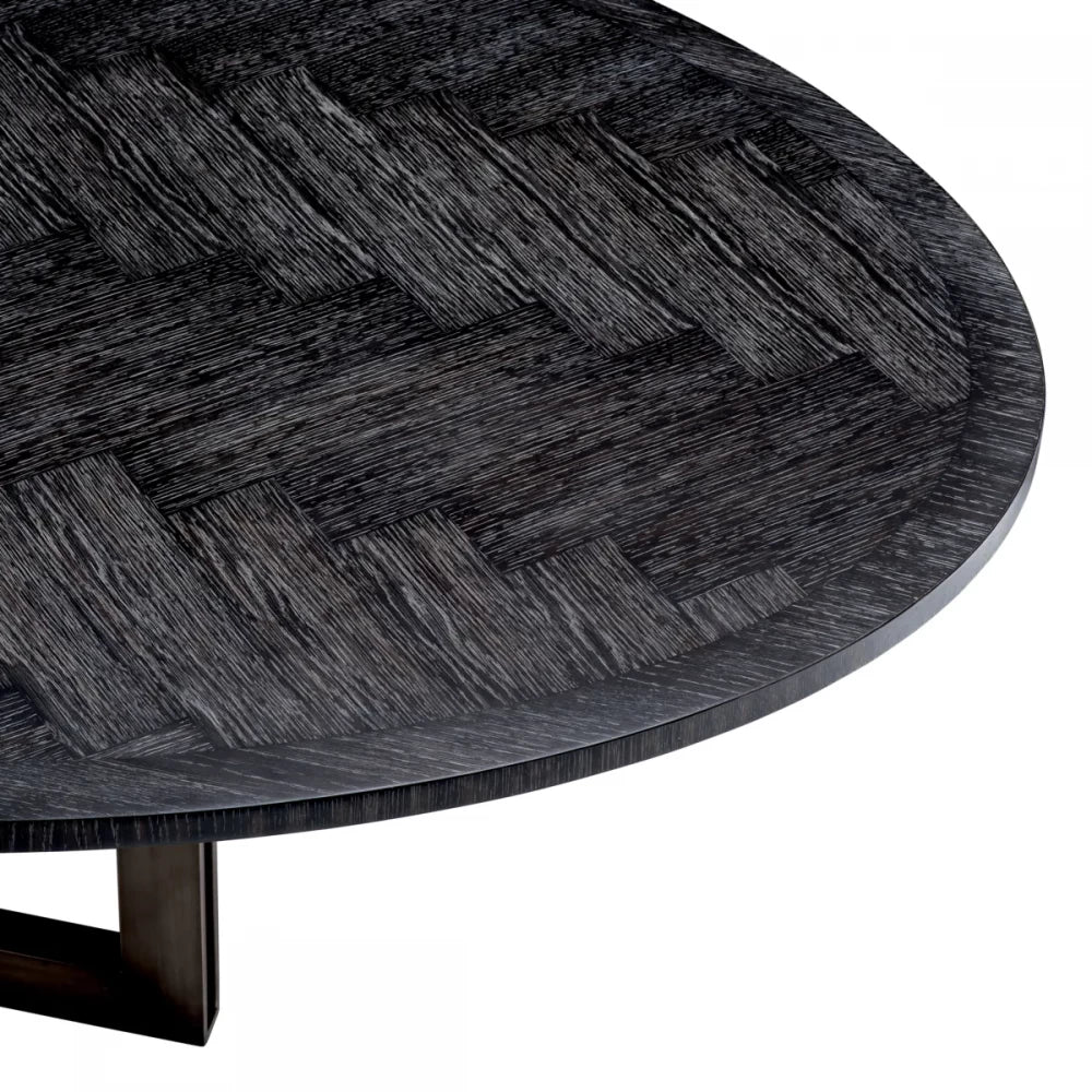 Masa ovala din Furnir de stejar si Metal Gri carbune/Bronz de 8 persoane L200x120cm Melchior