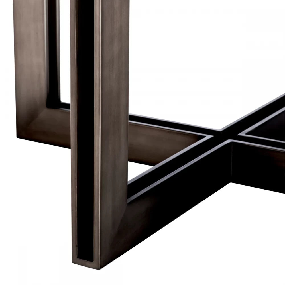 Masa ovala din Furnir de stejar si Metal Gri carbune/Bronz de 8 persoane L200x120cm Melchior