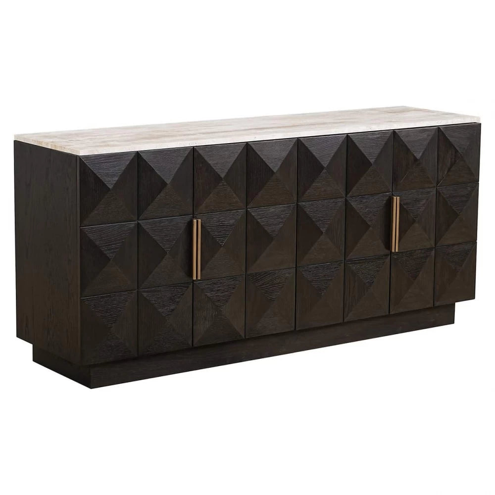 Comoda din Piatra Bej si Lemn de stejar Maro L170xH80cm Claremont Richmond Interiors