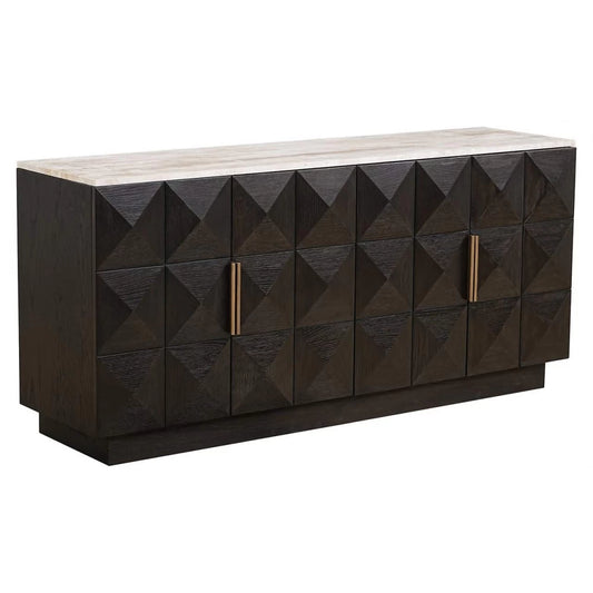 Comoda din Piatra Bej si Lemn de stejar Maro L170xH80cm Claremont Richmond Interiors