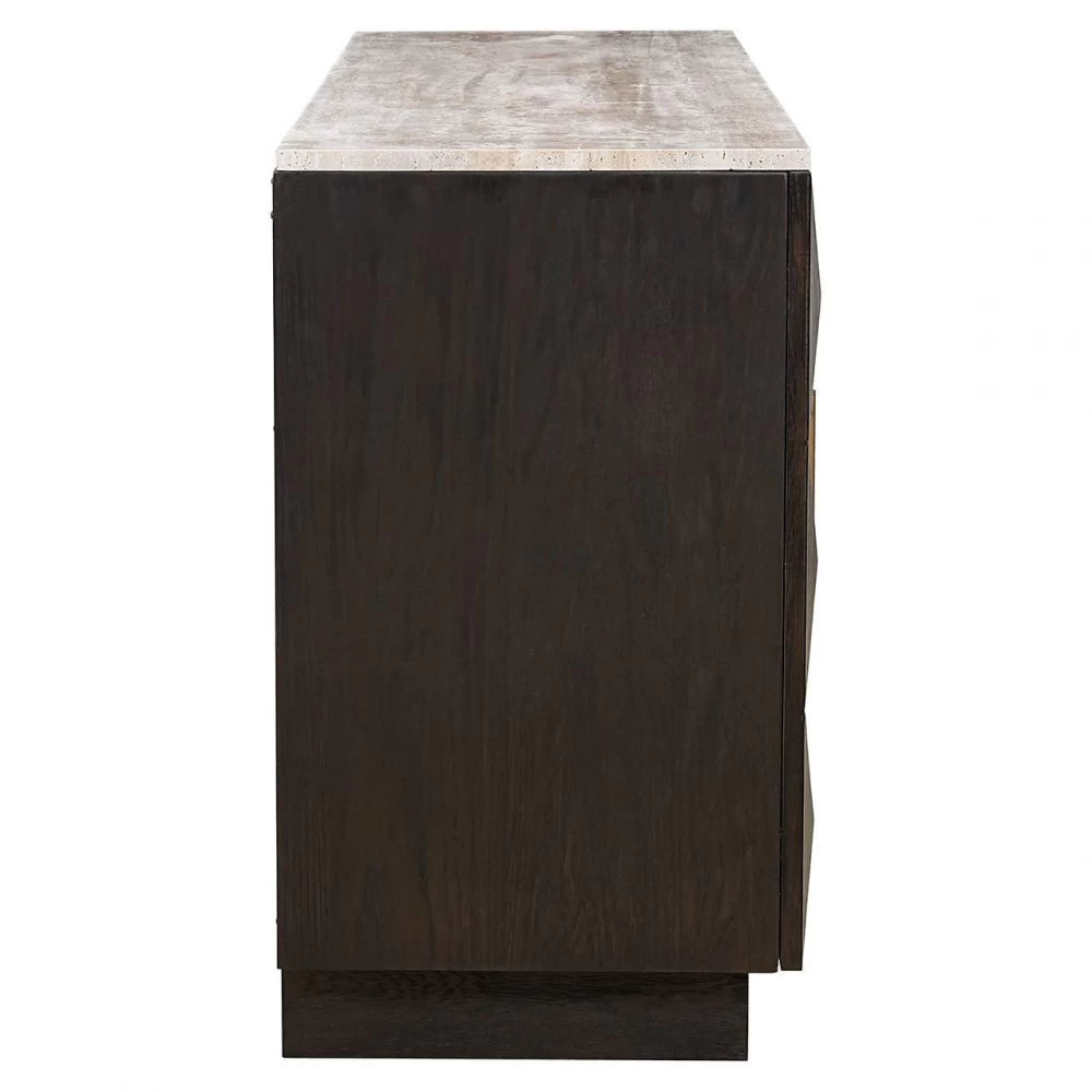 Comoda din Piatra Bej si Lemn de stejar Maro L170xH80cm Claremont Richmond Interiors