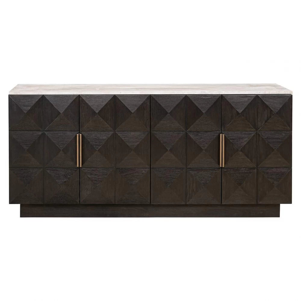 Comoda din Piatra Bej si Lemn de stejar Maro L170xH80cm Claremont Richmond Interiors