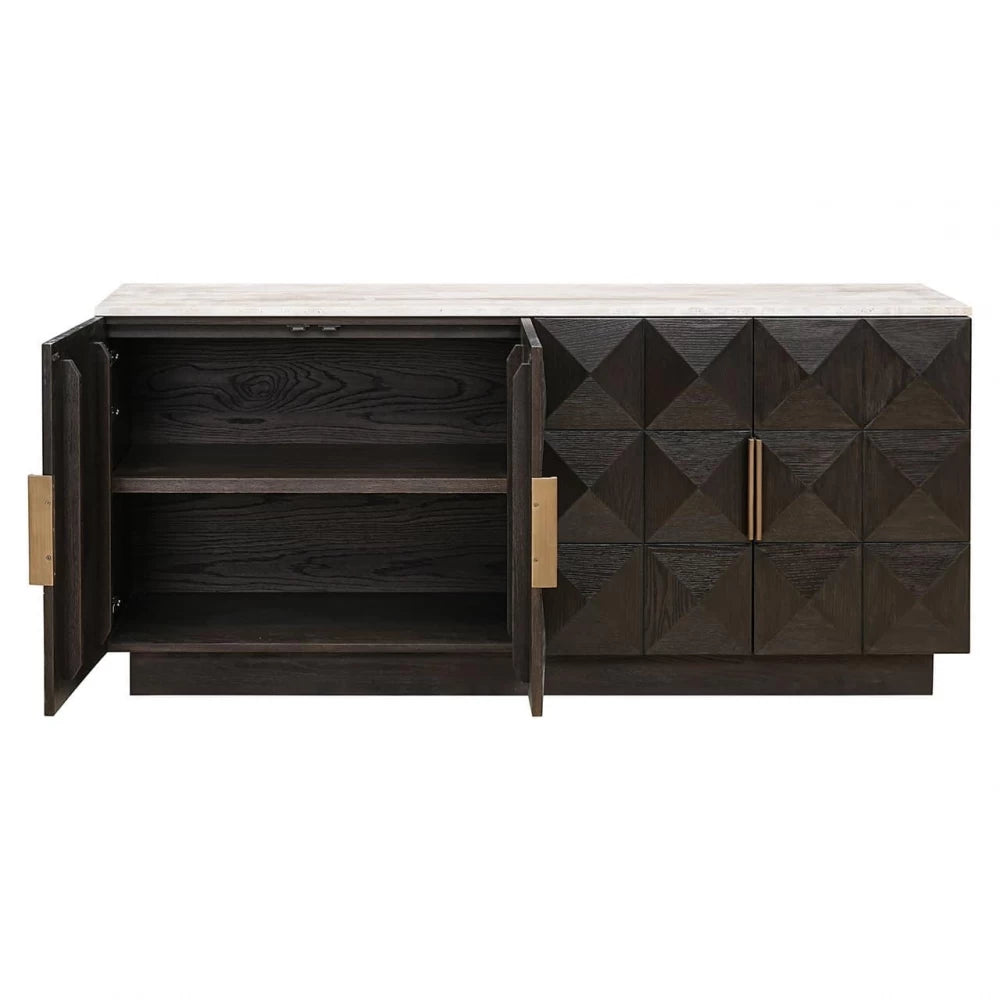 Comoda din Piatra Bej si Lemn de stejar Maro L170xH80cm Claremont Richmond Interiors