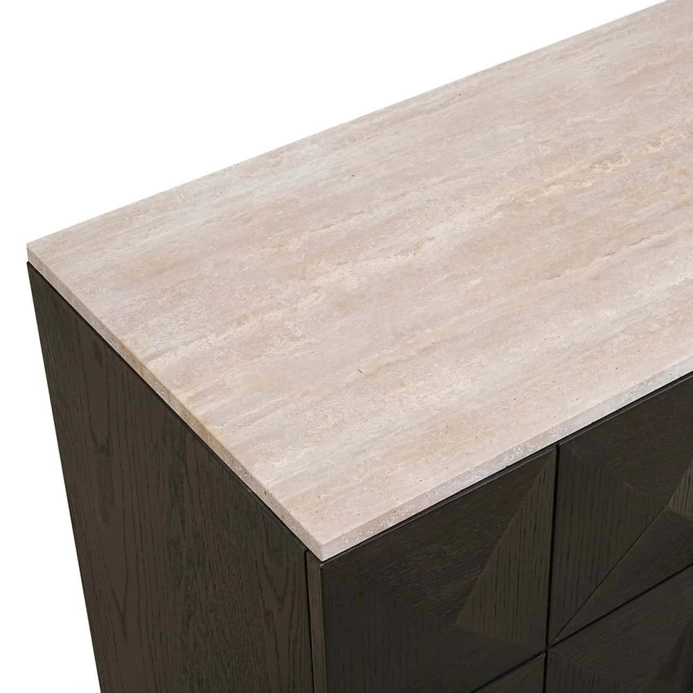 Comoda din Piatra Bej si Lemn de stejar Maro L170xH80cm Claremont Richmond Interiors
