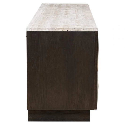 Comoda TV din Piatra Bej si Lemn de stejar Maro L196xH63cm Claremont Richmond Interiors