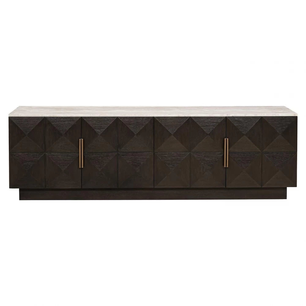 Comoda TV din Piatra Bej si Lemn de stejar Maro L196xH63cm Claremont Richmond Interiors
