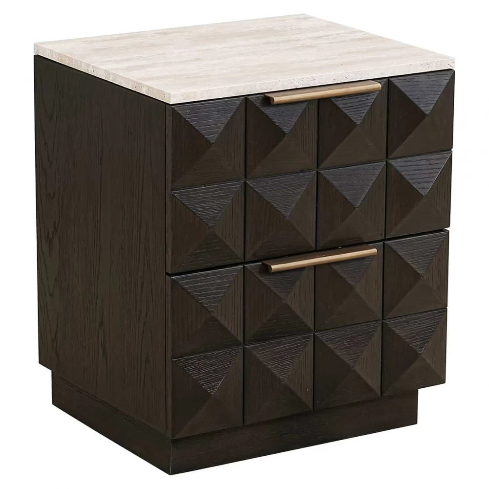 Noptiera din Piatra Bej si Lemn de stejar Maro L53xH62.5cm Claremont Richmond Interiors