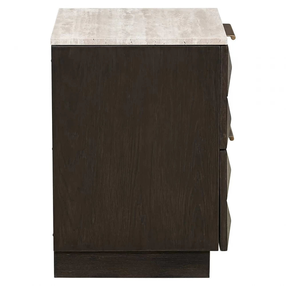 Noptiera din Piatra Bej si Lemn de stejar Maro L53xH62.5cm Claremont Richmond Interiors