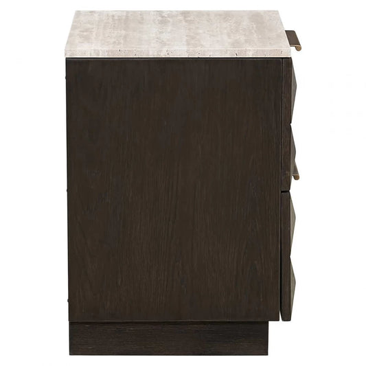 Noptiera din Piatra Bej si Lemn de stejar Maro L53xH62.5cm Claremont Richmond Interiors