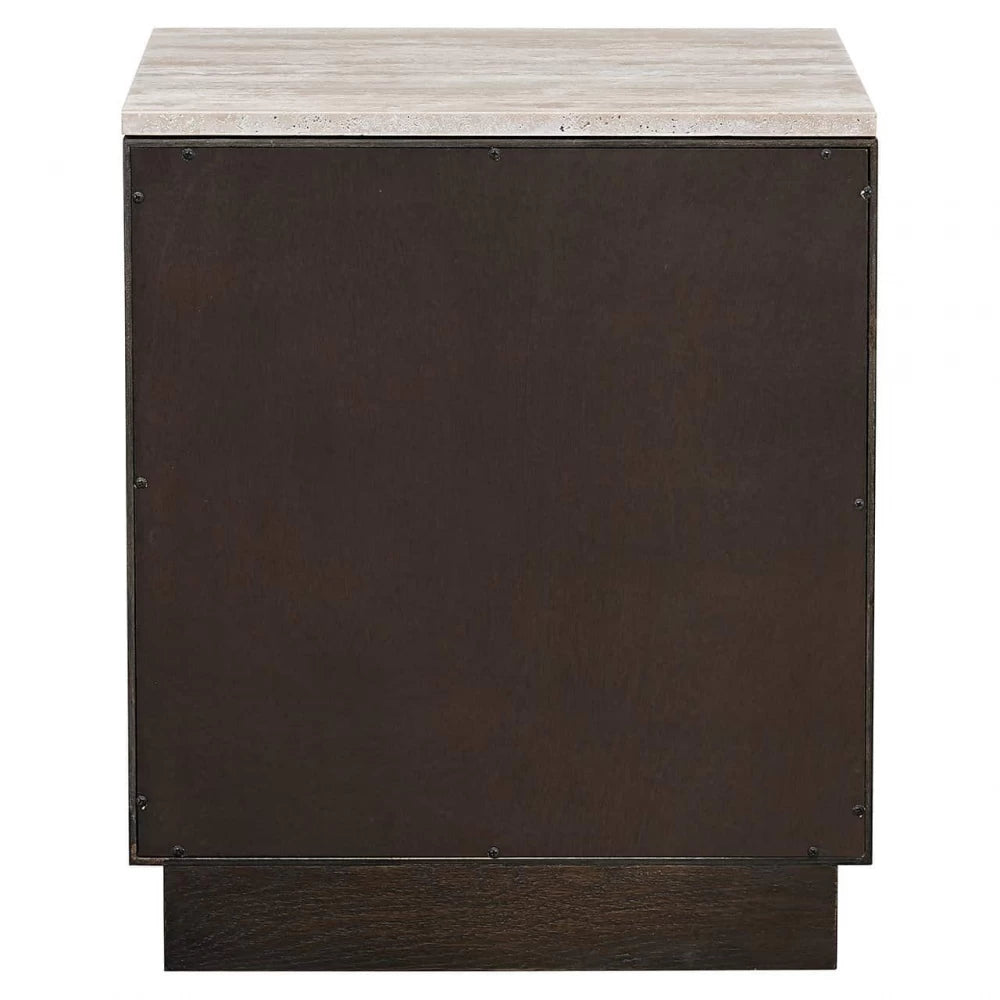 Noptiera din Piatra Bej si Lemn de stejar Maro L53xH62.5cm Claremont Richmond Interiors