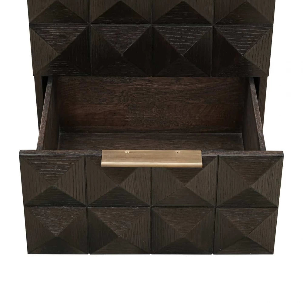 Noptiera din Piatra Bej si Lemn de stejar Maro L53xH62.5cm Claremont Richmond Interiors