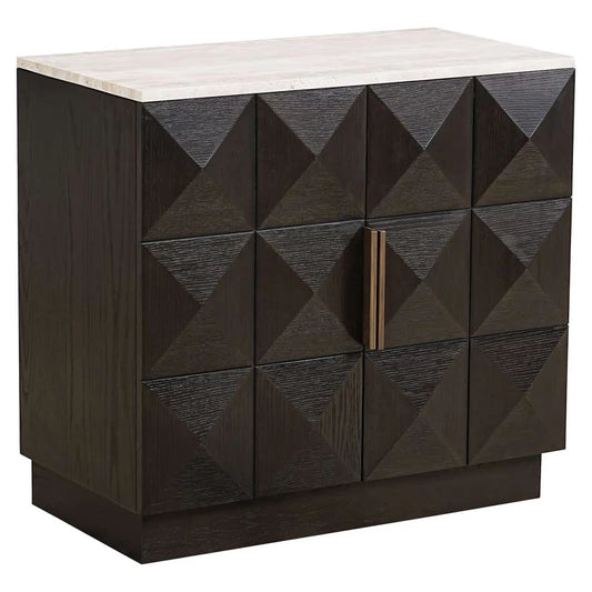Comoda mica din Piatra Bej si Lemn de stejar Maro L85xH78.5cm Claremont Richmond Interiors