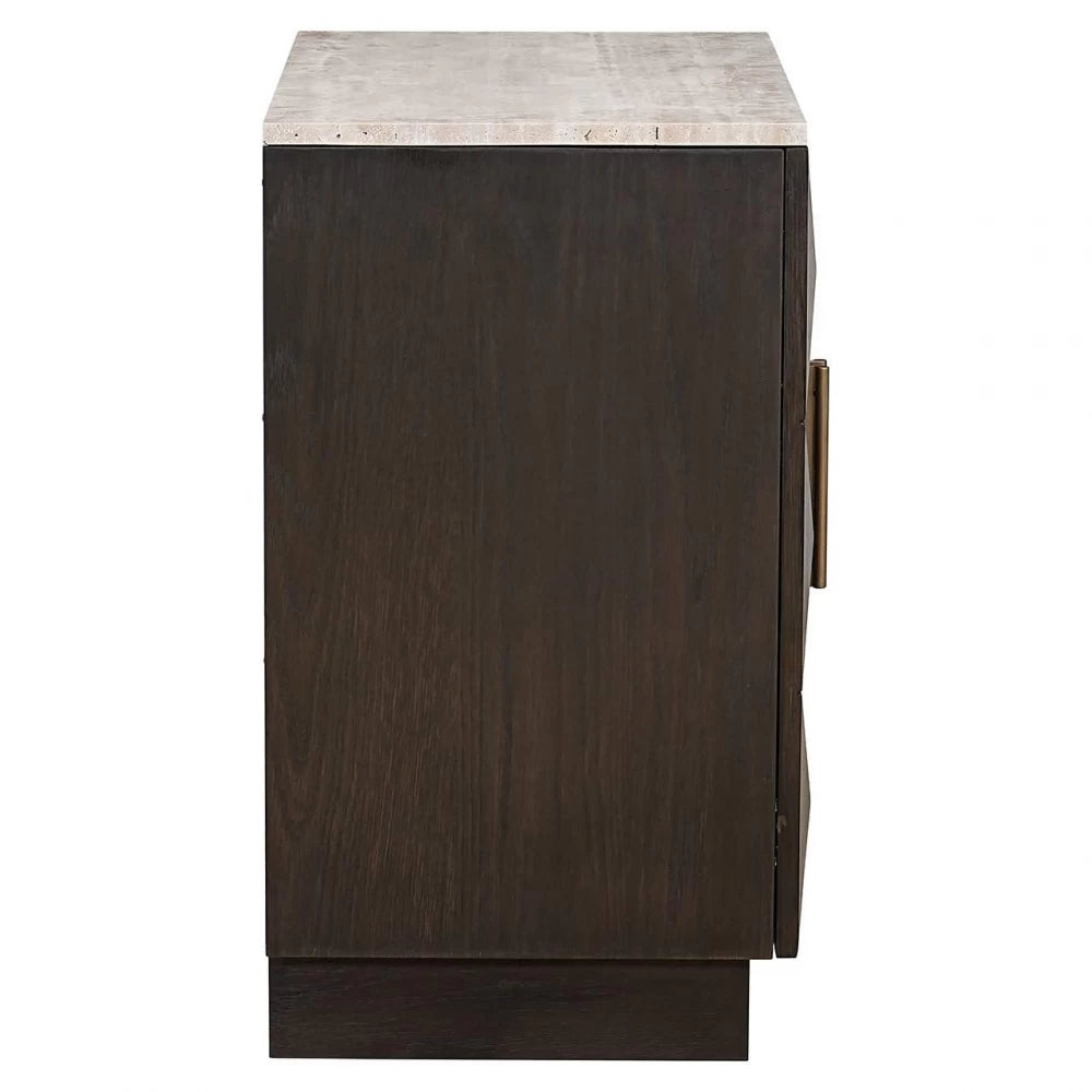 Comoda mica din Piatra Bej si Lemn de stejar Maro L85xH78.5cm Claremont Richmond Interiors