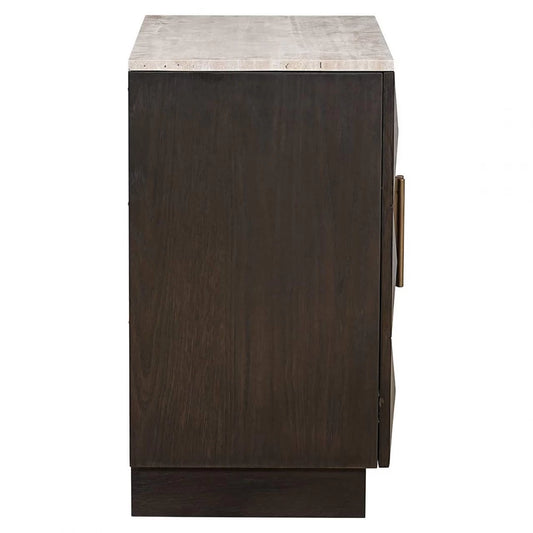 Comoda mica din Piatra Bej si Lemn de stejar Maro L85xH78.5cm Claremont Richmond Interiors