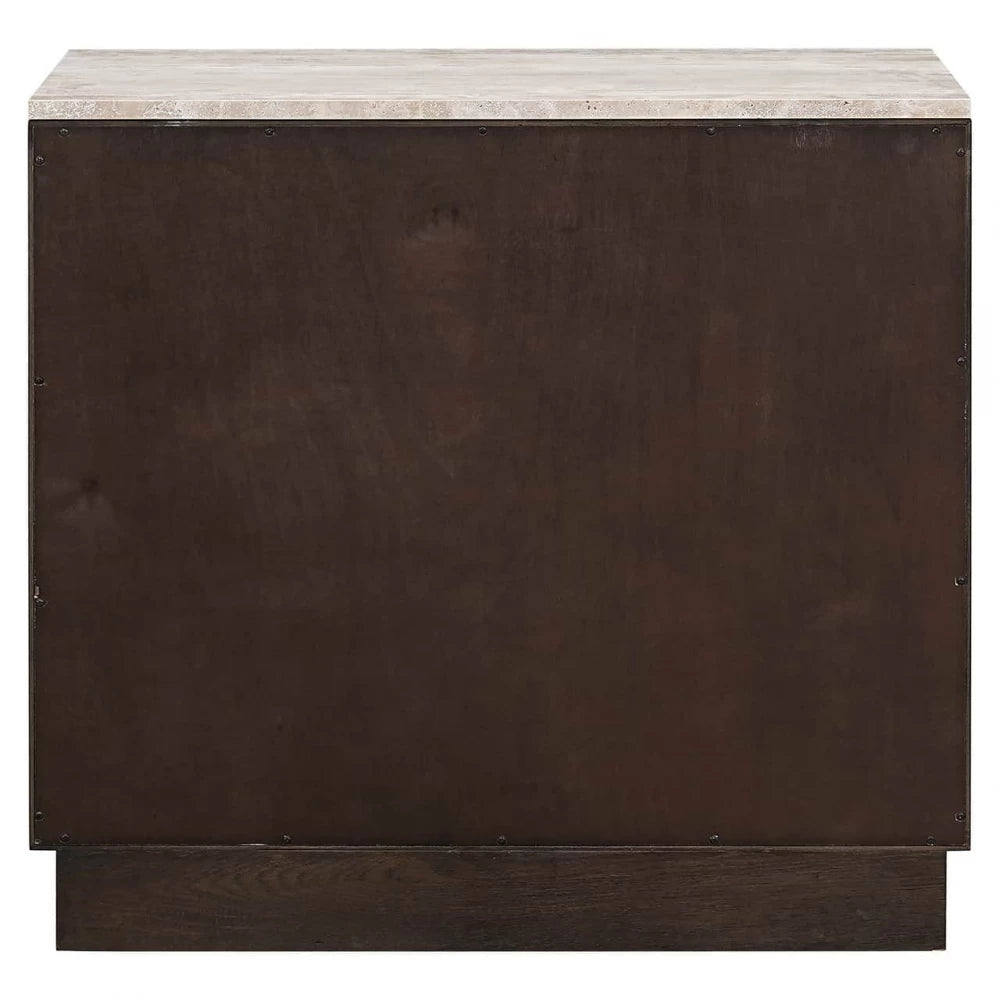 Comoda mica din Piatra Bej si Lemn de stejar Maro L85xH78.5cm Claremont Richmond Interiors