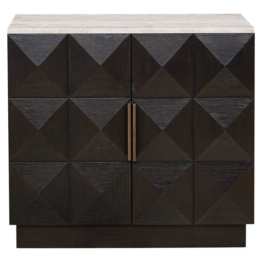 Comoda mica din Piatra Bej si Lemn de stejar Maro L85xH78.5cm Claremont Richmond Interiors